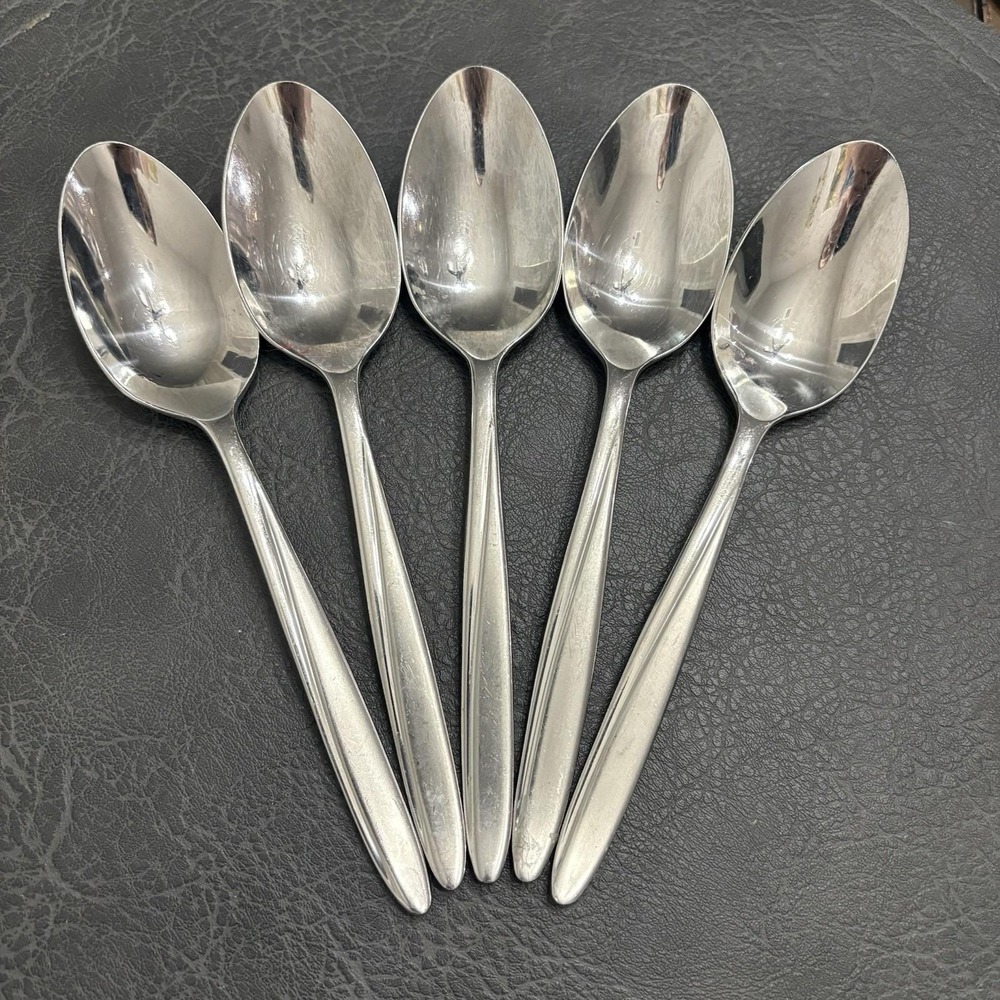 Set Of 5 JA Henckels HEN76 Stainless Place Oval Soup Spoon 18/10 Frosted 7 3/8"